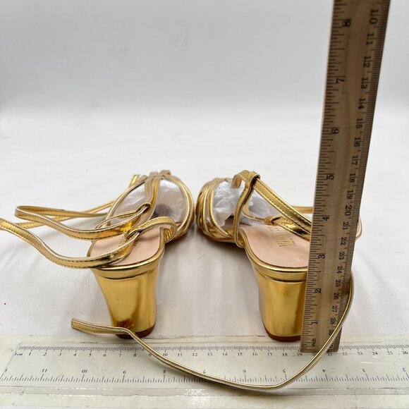 Elegant Gold Strappy Women's Heels - Picture 5 of 8